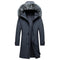 Men's Quilted Coat with Fox Fur Collar - Waterproof and Warm