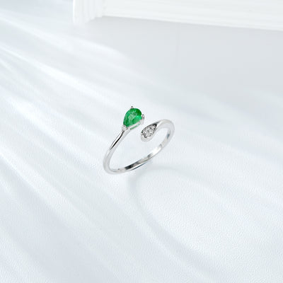 Anillo de Plata S925 con Esmeralda Ajustable - Elegancia Minimalista