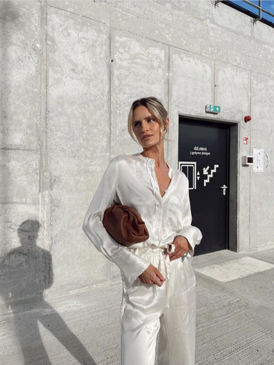 Camisa de Satén Manga Larga Elegante y Versátil - Image 3