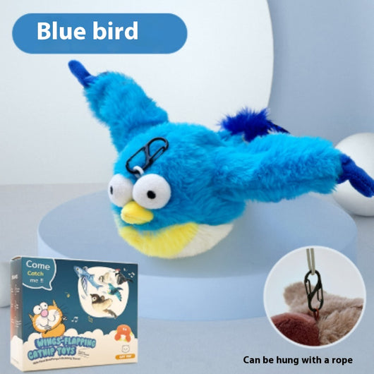 Brown plush bird pet toy with a hook for hanging, featuring a realistic design and bite-resistant material. - Image 21