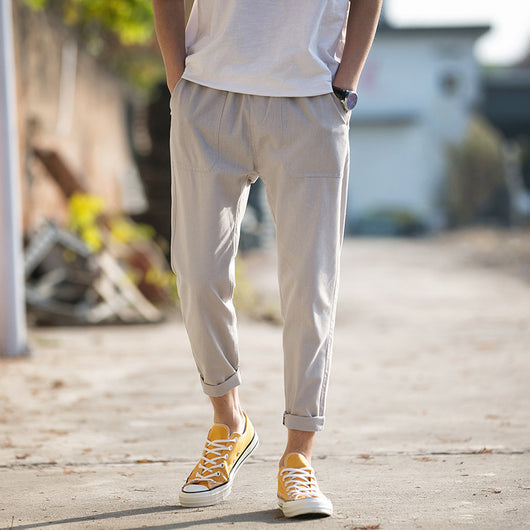 Pantalones Capri Casual de Algodón para Hombre en Colores Sólidos - Image 7