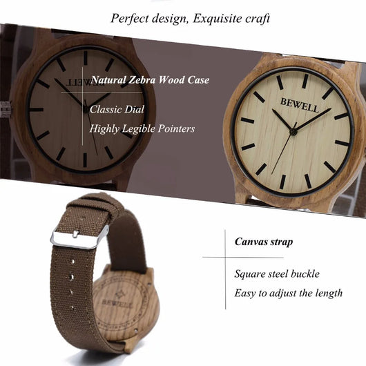 Reloj de Madera con Correa de Lona - Image 6