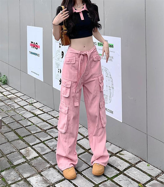 Pantalones Cargo Sueltos Vintage Americano con Múltiples Bolsillos y Detalles Desgastados - Image 14