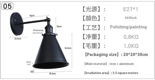Lámpara de Pared Industrial en Hierro Forjado Negro Mate para Restaurantes y Cafés - Image 12
