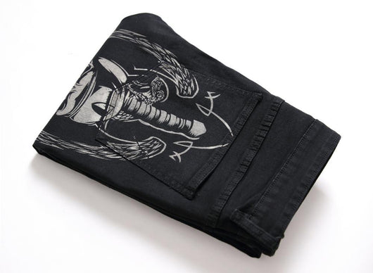 Pantalones Jeans Slim Fit Elásticos con Estampado Negro para Hombre - Image 4