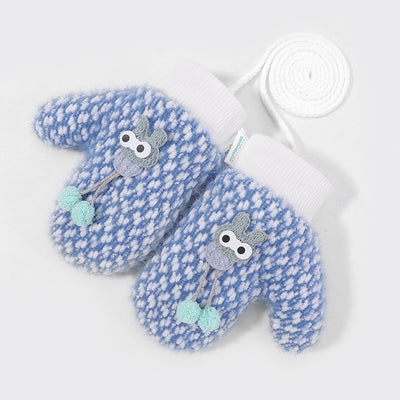 Guantes tejidos cálidos para niños invierno exterior a prueba de viento con forro de terciopelo y diseños de dibujos animados - Image 6