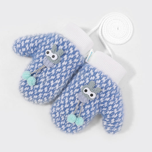 Guantes tejidos cálidos para niños invierno exterior a prueba de viento con forro de terciopelo y diseños de dibujos animados - Image 6
