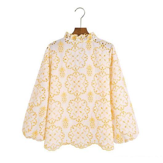 Blusa Elegante con Mangas Abullonadas y Bordado Exclusivo - Image 4