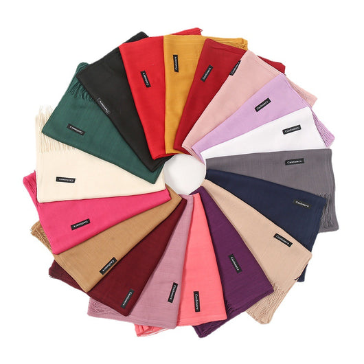 Bufanda Chal de Cachemira Otoño Invierno - Diseño Minimalista con Flecos - Image 22