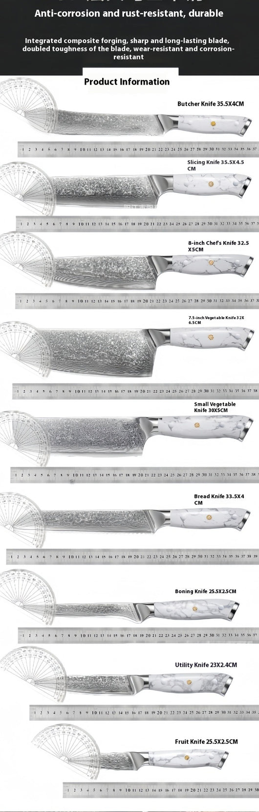 Cuchillo Chef Damasco Multiusos para Cocina Profesional - Image 24