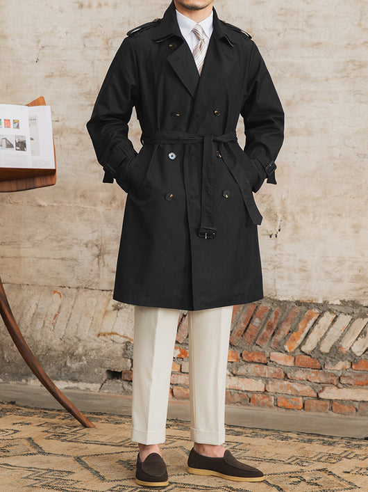 Abrigo Gabardina Impermeable Doble Cuello Hombre Largo Doble Botonadura - Image 9