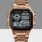 Multifunction Sports Watch Stainless Steel Dual Display Water Resistant