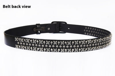 Cinturón de Cuero Genuino para Hombre Estilo Punk con Remaches y Calavera - Image 10
