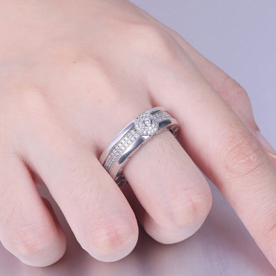 Anillo Ancho para Hombre con Diamantes Micro Incrustados - Image 2