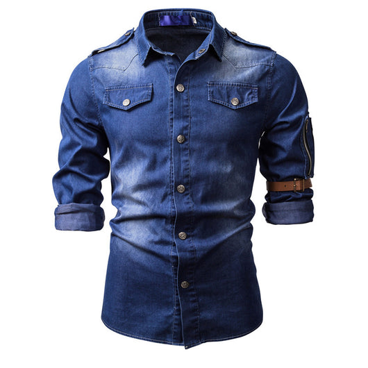 Camisa Vaquera Lavada para Hombre de Manga Larga - Image 16