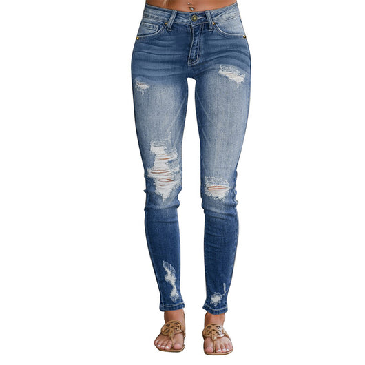 Jeans Cropped Degradado Rotos de Cintura Alta para Mujer - Image 18