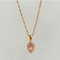 Olive Shaped Horse Eye Zircon Full Drill Titanium Steel Necklace Rosado