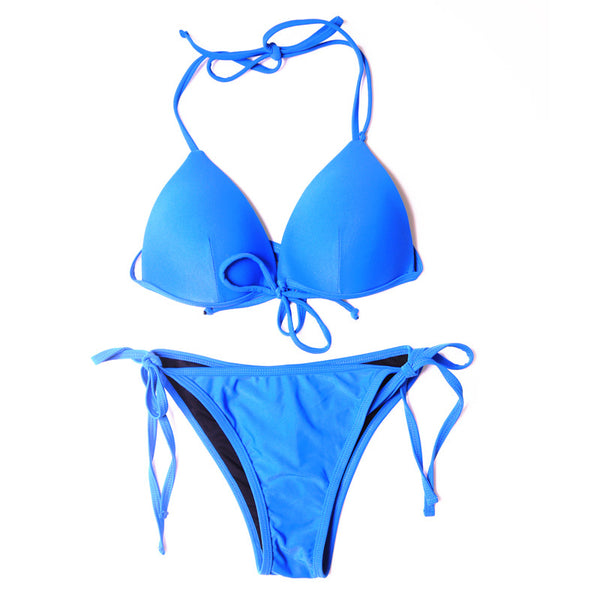 Bikini Triángulo Fruncido con Levantamiento - Traje de Baño Realzador