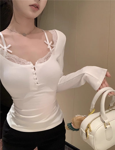 Blusa Térmica Estilo Deseo con Efecto Dos Piezas y Encaje - Image 12