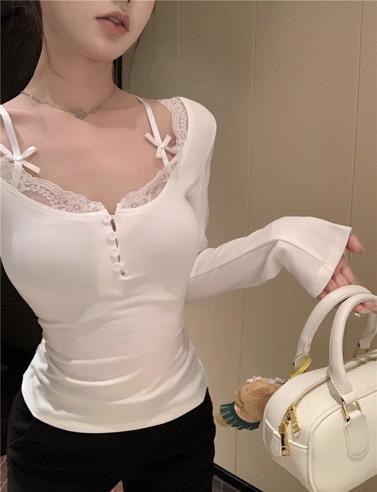 Blusa Térmica Estilo Deseo con Efecto Dos Piezas y Encaje - Image 12