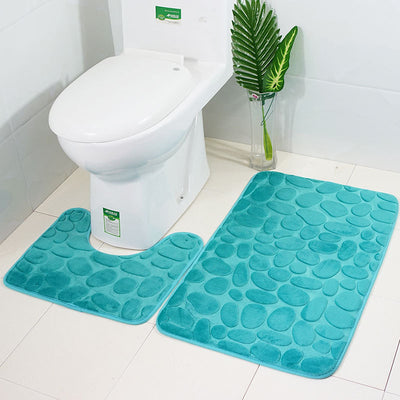 Juego de Tapetes Antideslizantes para Baño con Diseño de Piedra de Río - Image 19