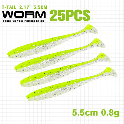 Gusano Artificial T-tail 55 75mm - Anzuelo de Pesca Realista - Image 33
