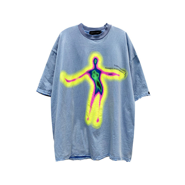 Camiseta Holgada con Estampado Urbano para Hombre