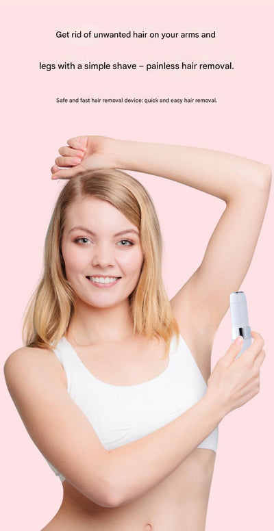 Two white and silver electric shavers for painless, full-body hair removal, featuring a detachable and washable blade head. - Image 13