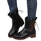 Botas Retro Mujer con Tacón Grueso y Detalles de Remaches