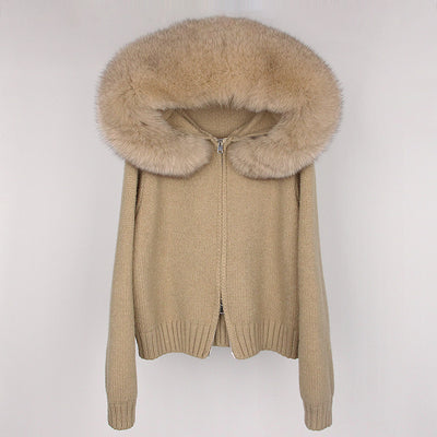 Abrigo de Primavera para Mujer con Cuello de Zorro Real y Capucha - Image 19
