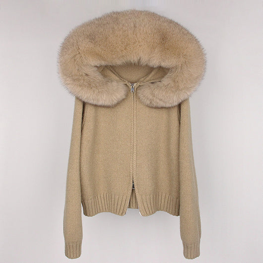 Abrigo de Primavera para Mujer con Cuello de Zorro Real y Capucha - Image 19