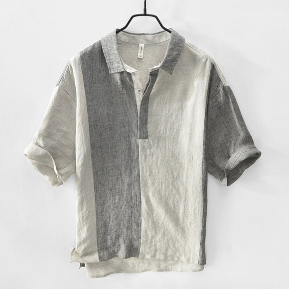 Camisa de Lino para Hombre Manga Corta