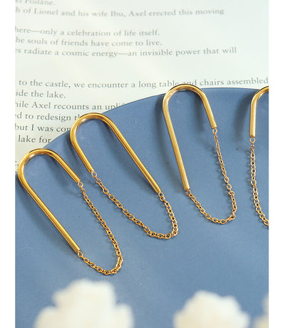 Aretes Cadena Estilo Europeo Americano en Forma de U - Image 9