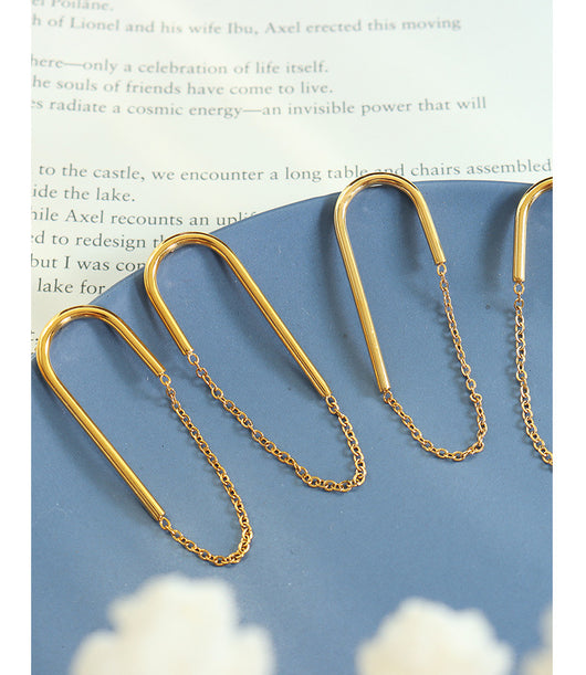 Aretes Cadena Estilo Europeo Americano en Forma de U - Image 9