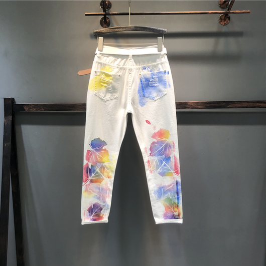 Pantalones Vaqueros Rectos con Estampado Floral y Stretch - Image 3