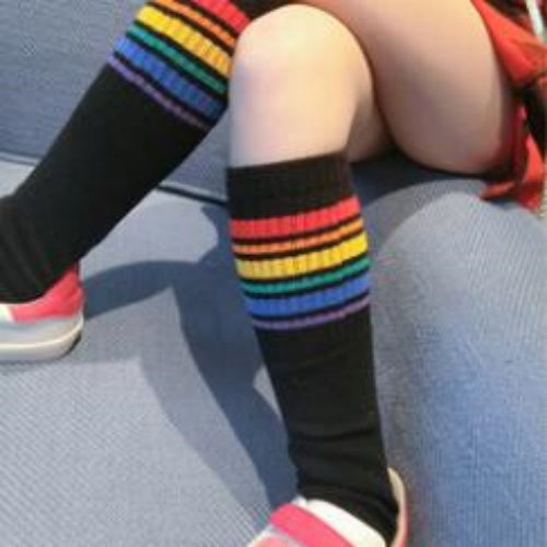 Calcetines de Algodón a Rayas Arcoíris para Niños y Niñas