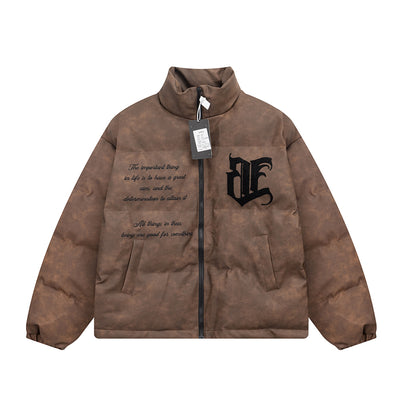 Chamarra Acolchada de Algodón con Letras Bordadas para Hombre - Image 9