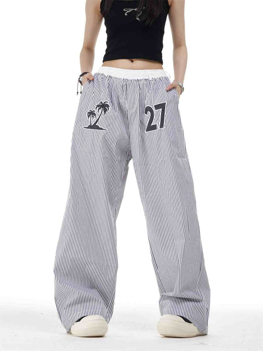 Pantalones Rectos Anchos con Rayas Verticales Bordadas - Efecto Adelgazante - Image 11