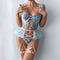 Conjunto de Lencería Transparente con Realce y Bordados