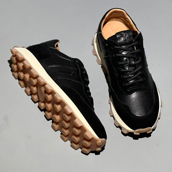 Zapatos Deportivos de Cuero para Hombre con Suela Gruesa y Cordones