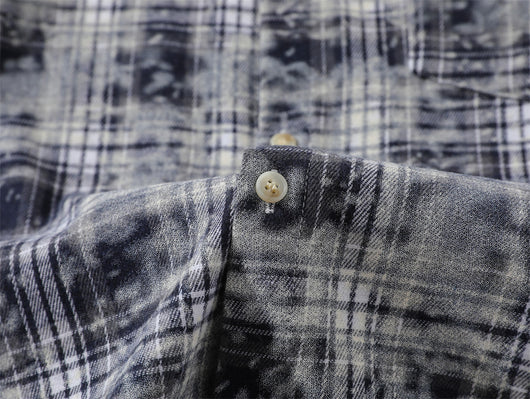 Camisa Manga Larga Cuadros Tie-Dye Vintage Hombre Estilo Retro - Image 11