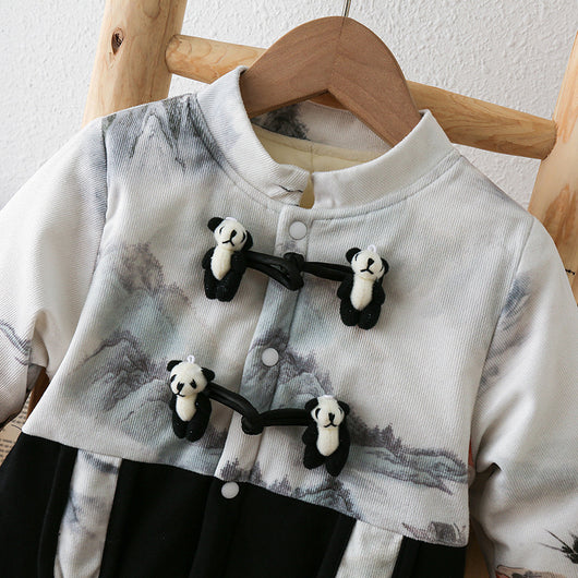 Pijama Enterizo Bebé Estilo Otoñal con Diseño Cartoon y Forro Polar - Image 3