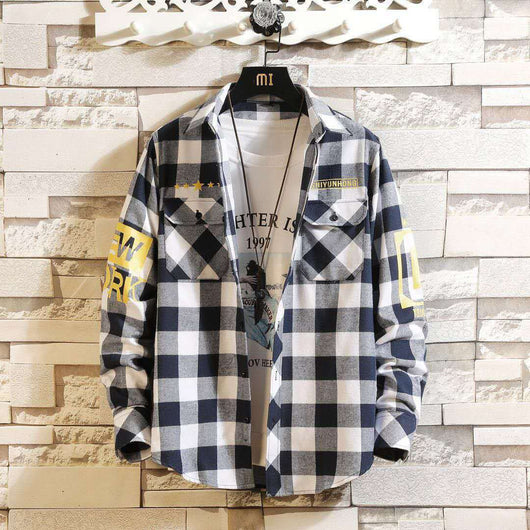 Camisa Casual a Cuadros Slim Fit para Hombre