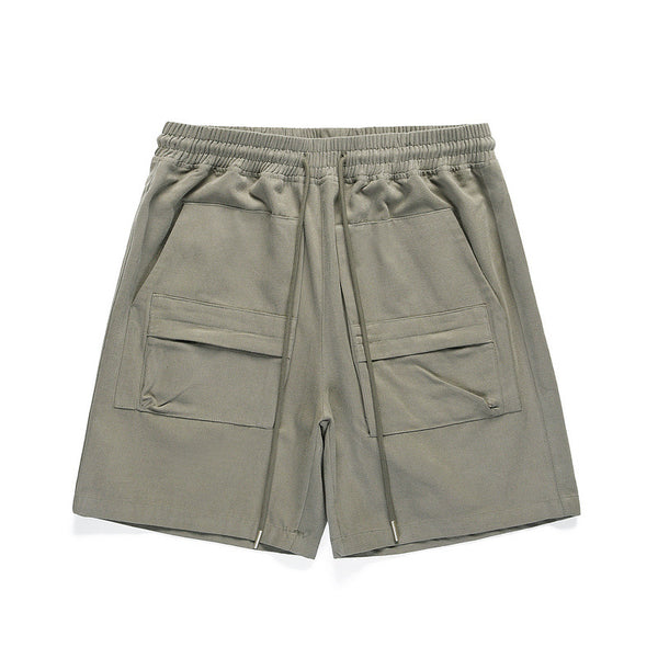 Shorts Militares con Cintura Elástica y Bolsillos con Parches