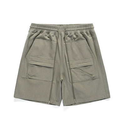 Shorts Militares con Cintura Elástica y Bolsillos con Parches