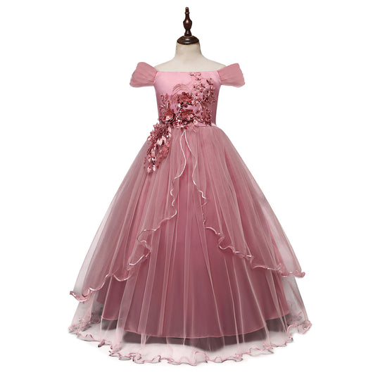 Vestido Princesa de Hombro Descubierto con Flores - Image 16