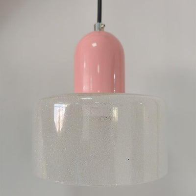 Lámpara Colgante de Cristal Arenado Estilo Retro Mid-Century - Image 7