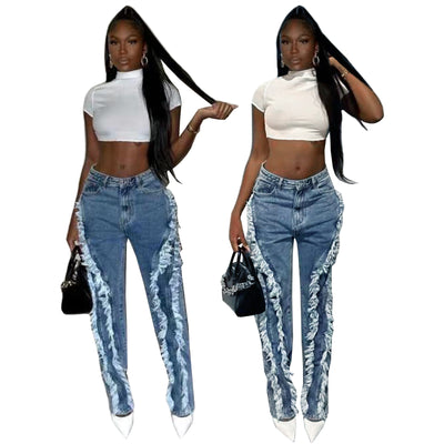 Jeans de Moda para Mujer con Bordes Deshilachados y Lavado Desgastado - Image 5