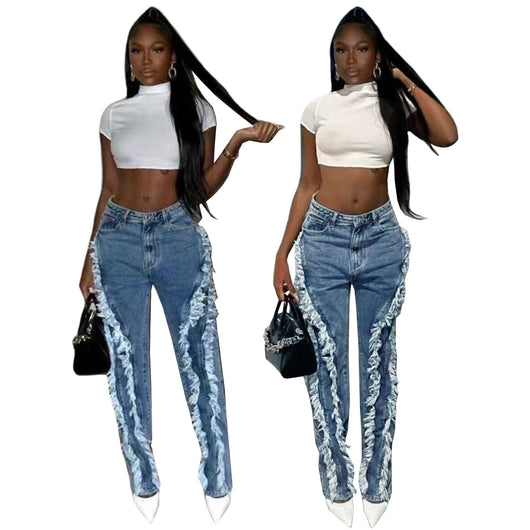 Jeans de Moda para Mujer con Bordes Deshilachados y Lavado Desgastado - Image 5