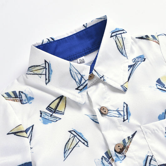 Conjunto Infantil Estampado Náutico: Camisa y Shorts de Verano - Image 3